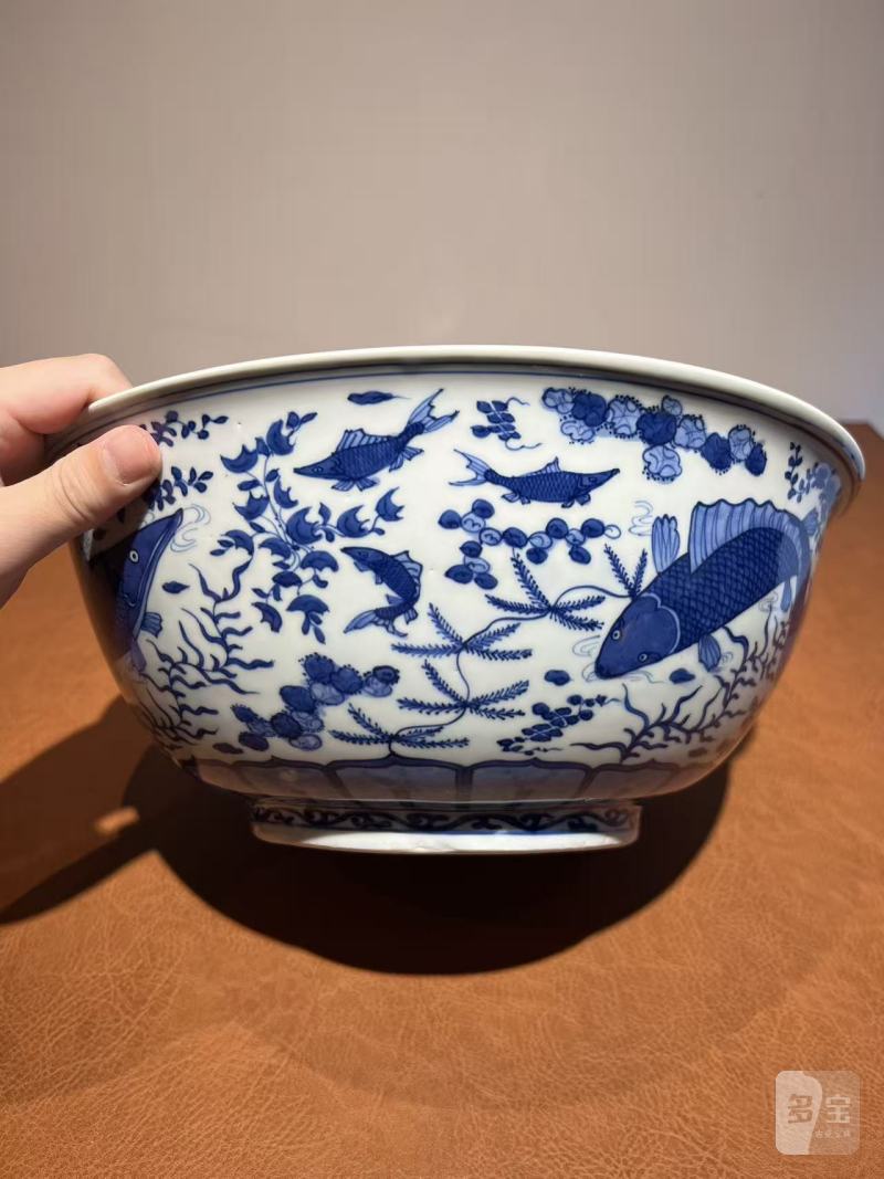 明万历 青花鱼藻纹大碗 - 图8